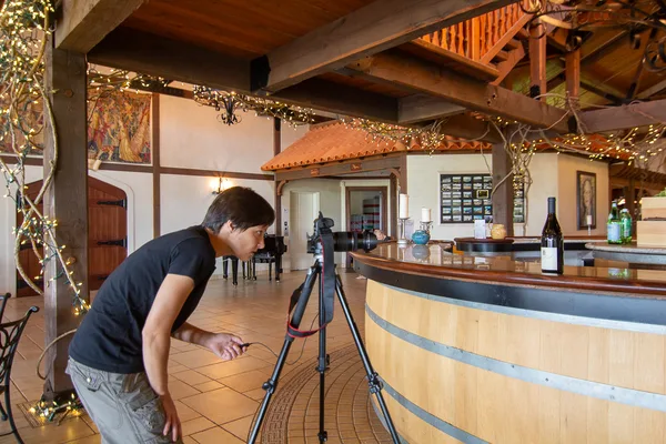 Mid-shoot at a client location