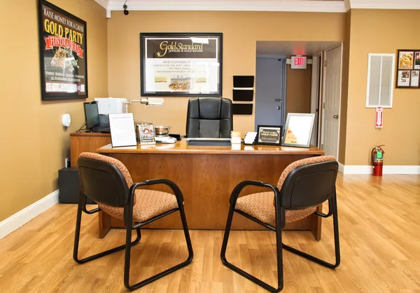 Jewelry store interior looking across the sales floor