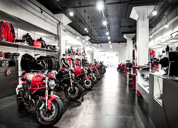 Service area of a motorcycle dealership